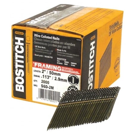 Stanley Bostitch 2in. Stick Nail Plain Shank Coated S6D-FH